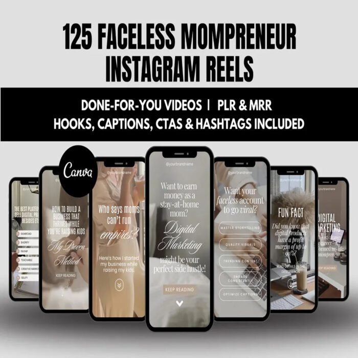 125 Faceless Mompreneur Instagram Reels Templates Bundle - Image 1